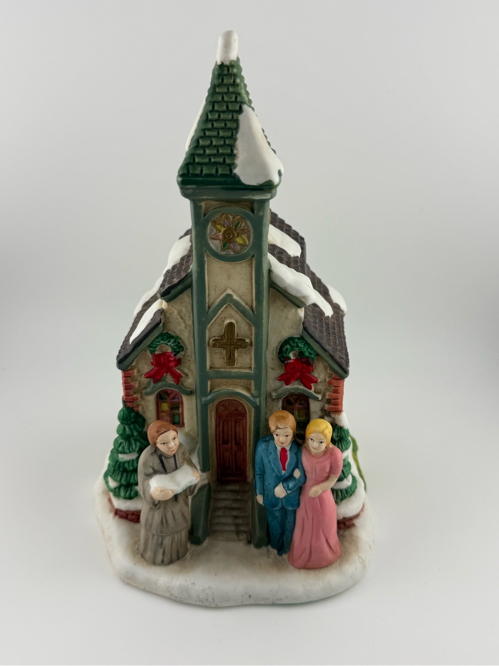Vintage Musical Christmas Village Church – Plays "Silent Night" Tested